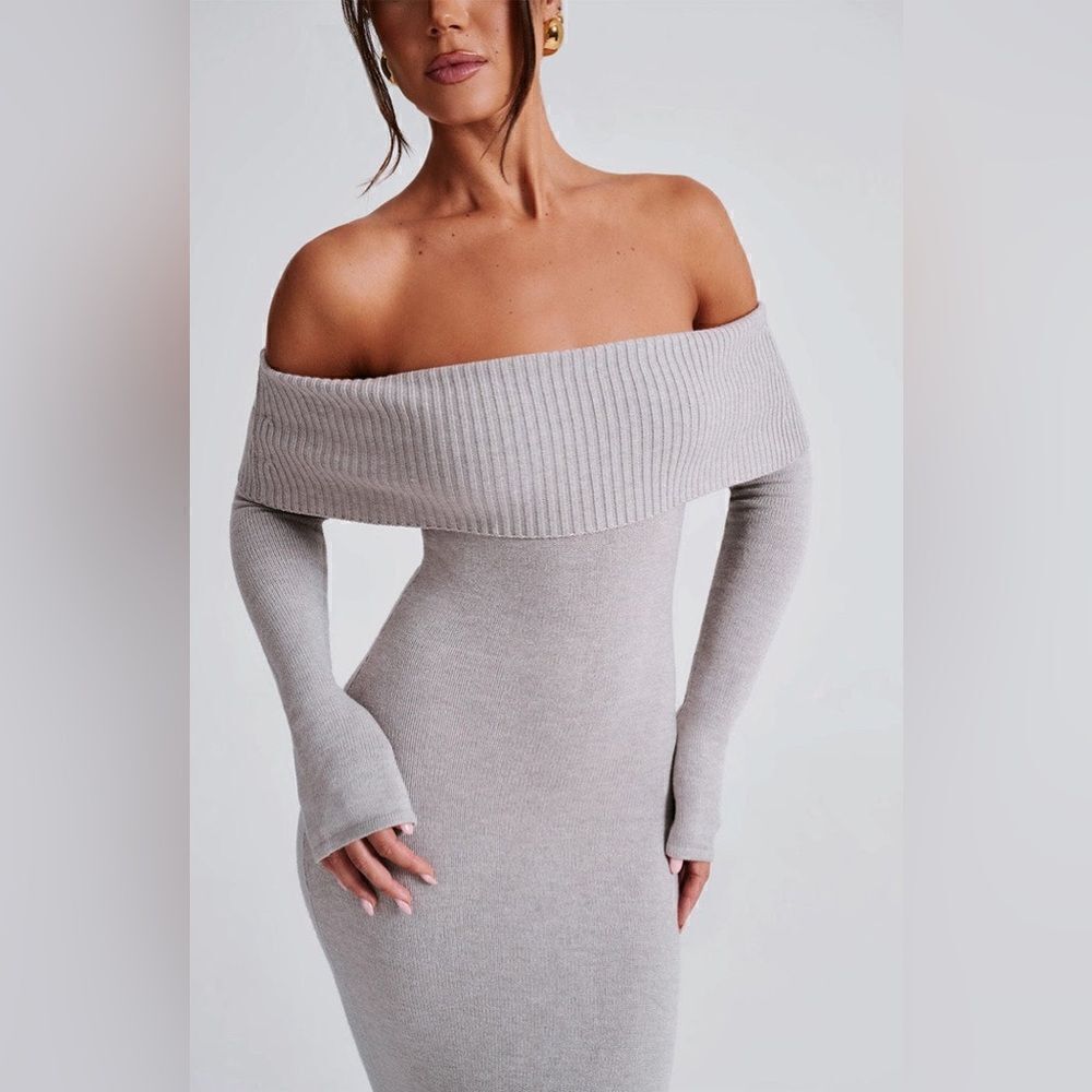 NWT Babyboo Beverley Knit Maxi Light Grey Dress Marl Sweater  Size XS - Picture 6 of 14